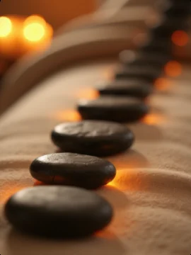 Massage session with hot stones